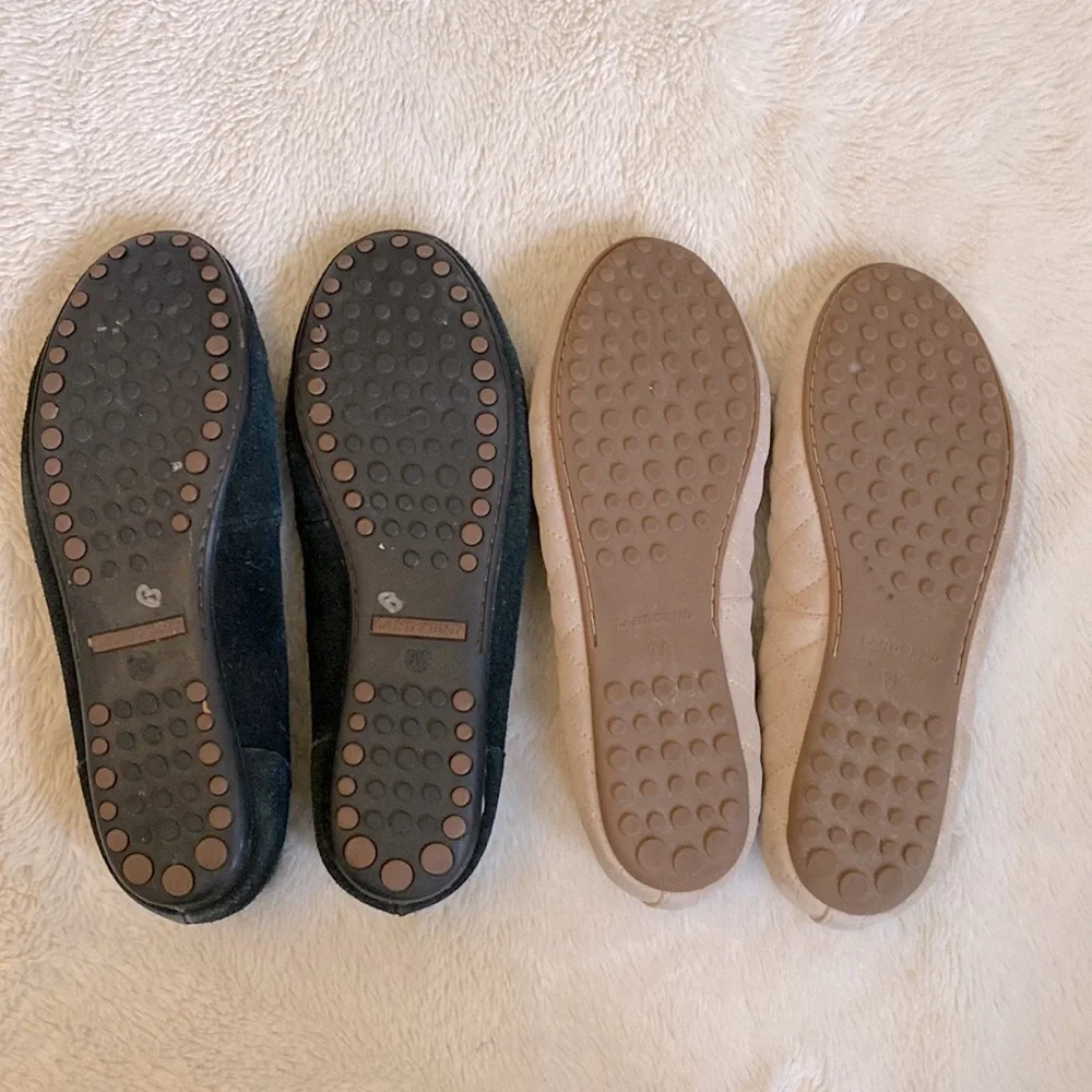 3/$60 Bundle of 2 Quilted Cream and Suede Black Slip On Flats - Picture 4 of 16